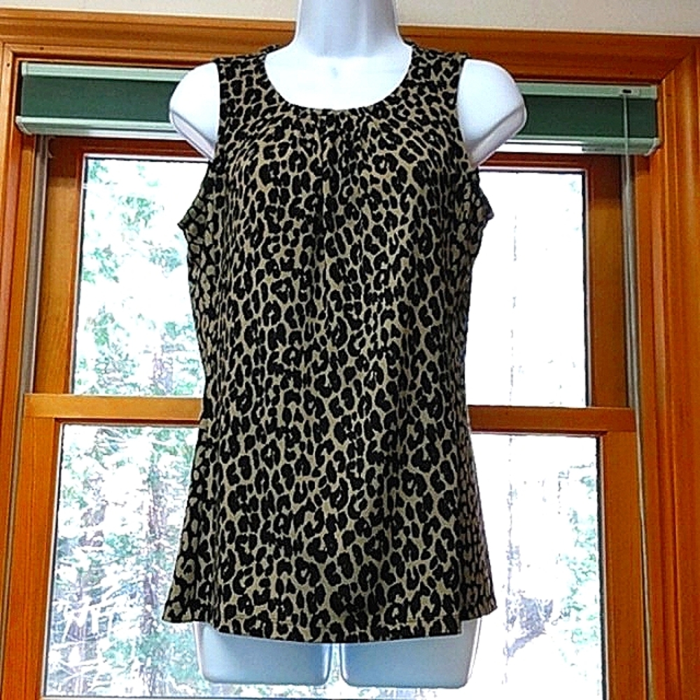 Banana Republic leopard print sleeveless top.